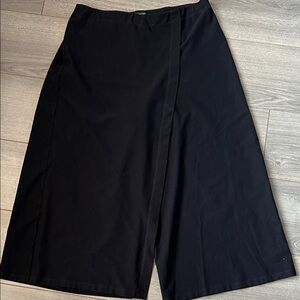 Eileen Fisher Black Stretch Crepe Crop Pants Medium Wide Leg Pull On EUC